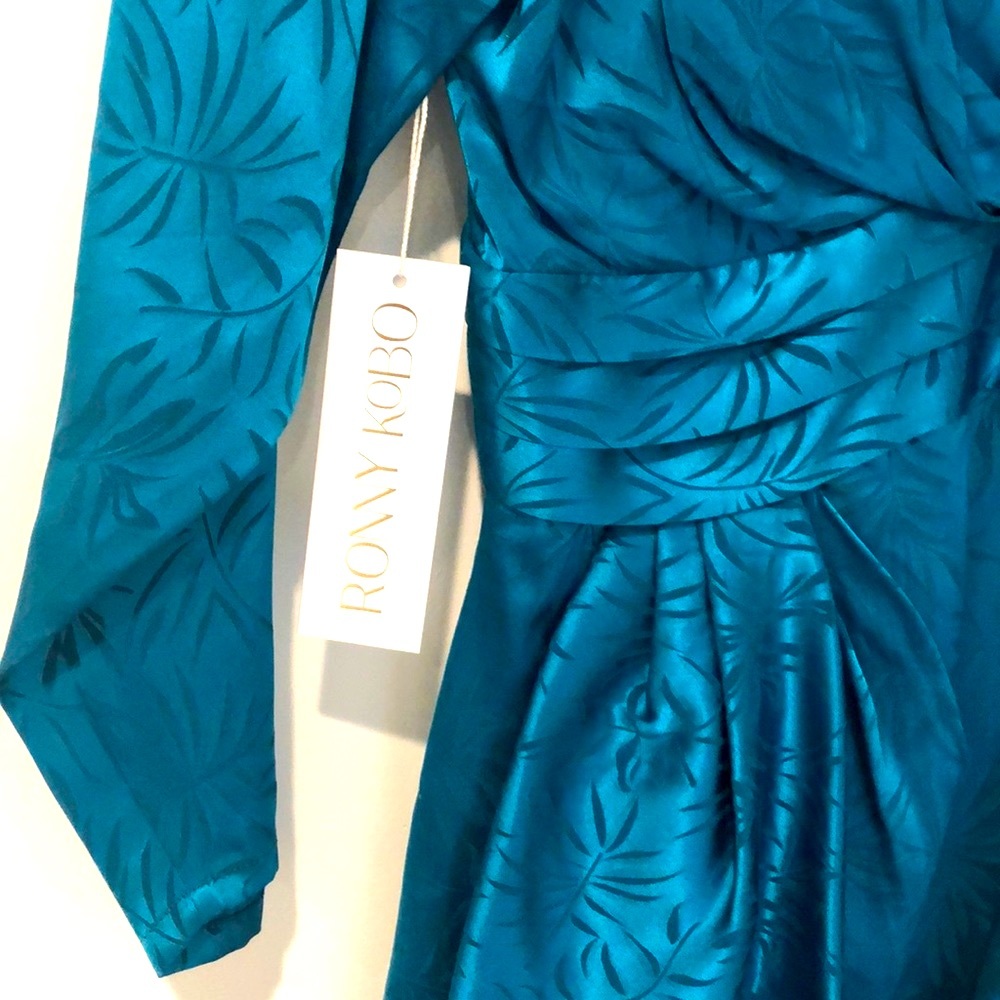 NWT Ronny Kobo Santana Satin Jacquard Mini Dress - Picture 9 of 10